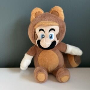 Super Mario‎ (TANOOKI) Racoon Suit- 8" Plush Toy Super Mario 3D Land 2013 USED